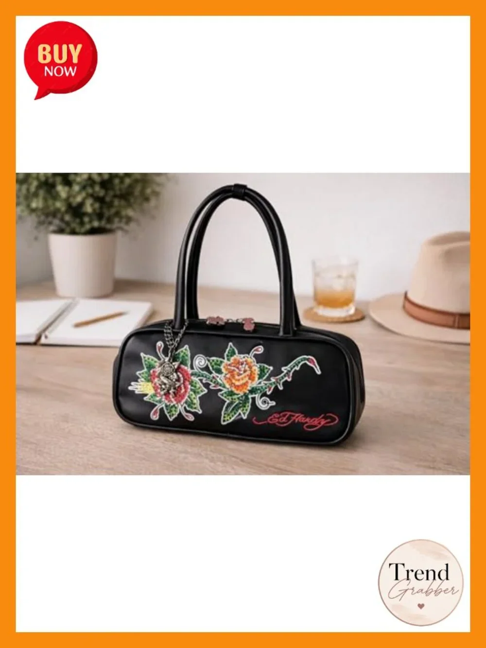 Women's Satchel Handbag Faux Leather Zipper Shoulder Bag Vintage Graphic
